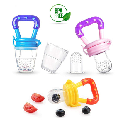 Safe-O-Kid- Pack of 1- BPA Free; Veggie Feed Nibbler; Silicone Food/Fruit Nibbler; Soft Pacifier/Feeder for Baby (for 9+ Months Babies)- Green - halfpeapp