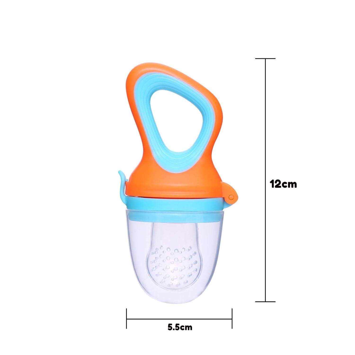 Safe-O-Kid- Pack of 2 BPA Free, Veggie Feed Nibbler, Silicone Food/Fruit Nibbler, Soft Pacifier/Feeder for Baby, Blue & Orange - halfpeapp