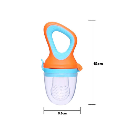 Safe-O-Kid- Pack of 2 BPA Free, Veggie Feed Nibbler, Silicone Food/Fruit Nibbler, Soft Pacifier/Feeder for Baby, Blue & Orange - halfpeapp