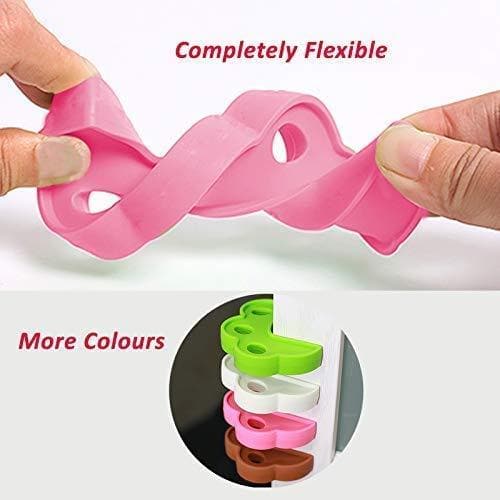 Safe-O-Kid- Pack of 2 Fit All Sleek Design Strong Silicone Door Stopper- Pink - halfpeapp