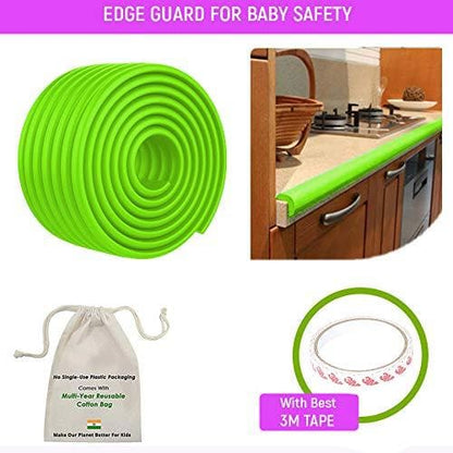 Safe-O-Kid (Set of 2), Soft Cushioned 6.4 Ft / 2 Mtr Multi Functional Edge Guards with Strong 3M Adhesive, Safety for Sharp Edges for Babies- Grass Green - halfpeapp