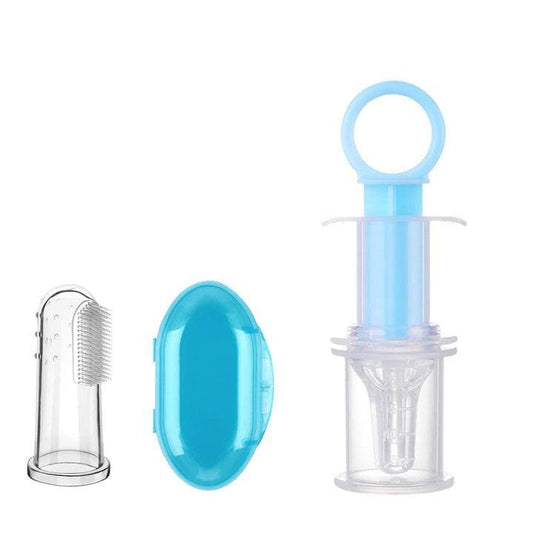 Safe-O-Kid Silicone Baby Finger Brush with Case With Silicone Liquid Medicine Feeder/Dropper- Combo - halfpeapp