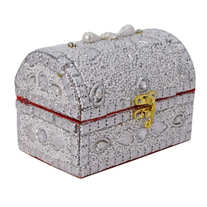 Santarms beads work jewellery craft box (white) - halfpeapp