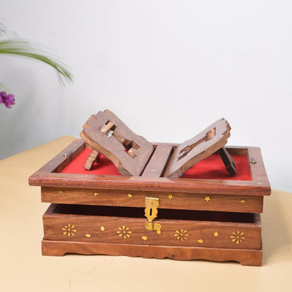 Santarms handmade wooden holy book stand (natural wooden) - halfpeapp