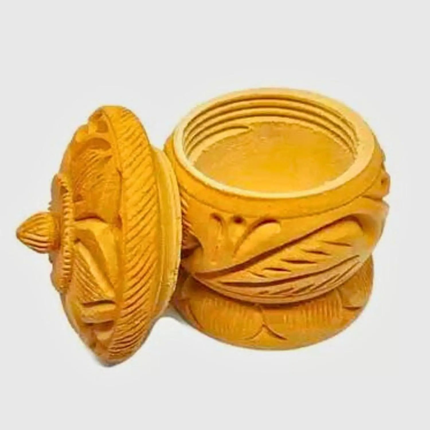 Santarms handmade wooden kumkum box (brown) - halfpeapp