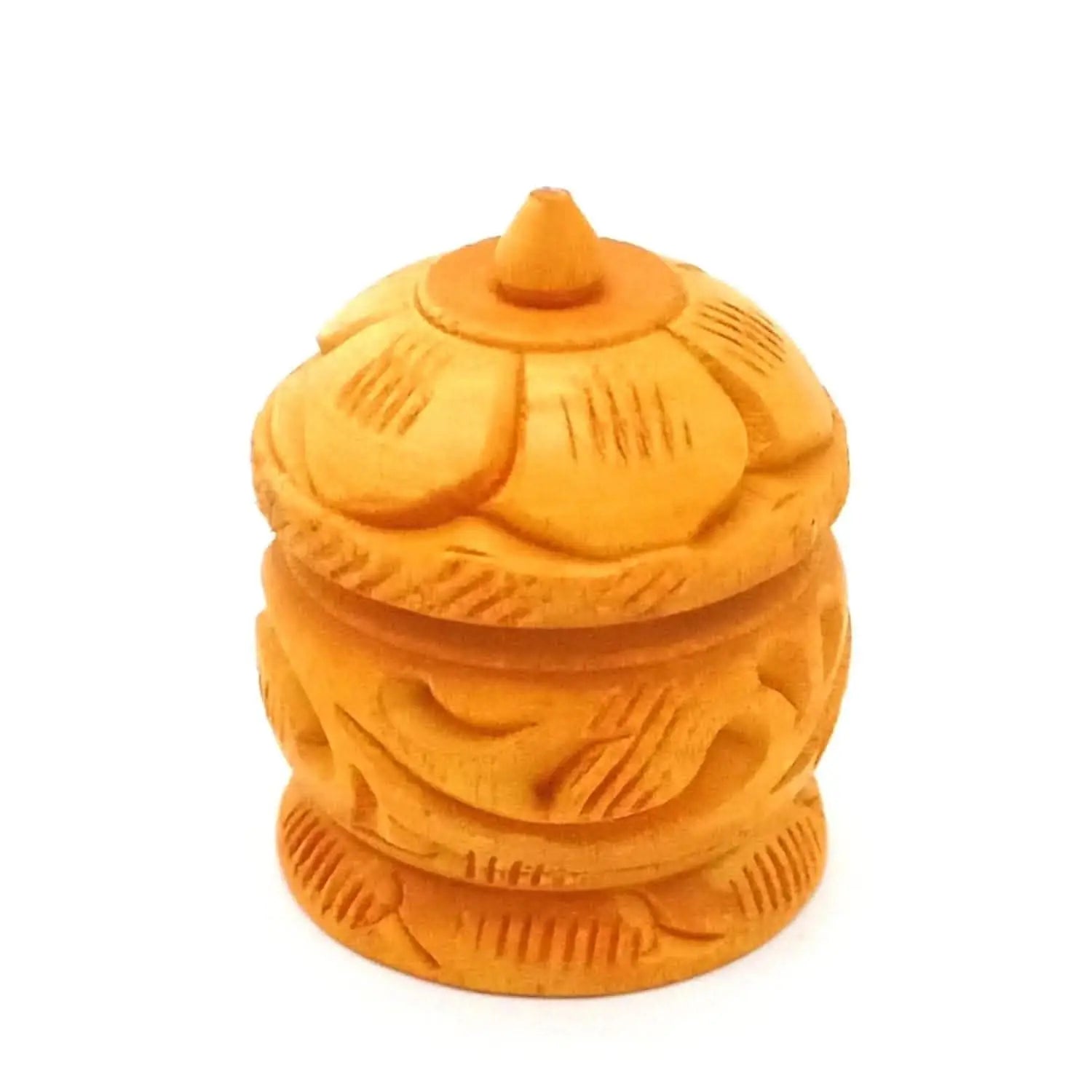 Santarms handmade wooden kumkum box (brown) - halfpeapp