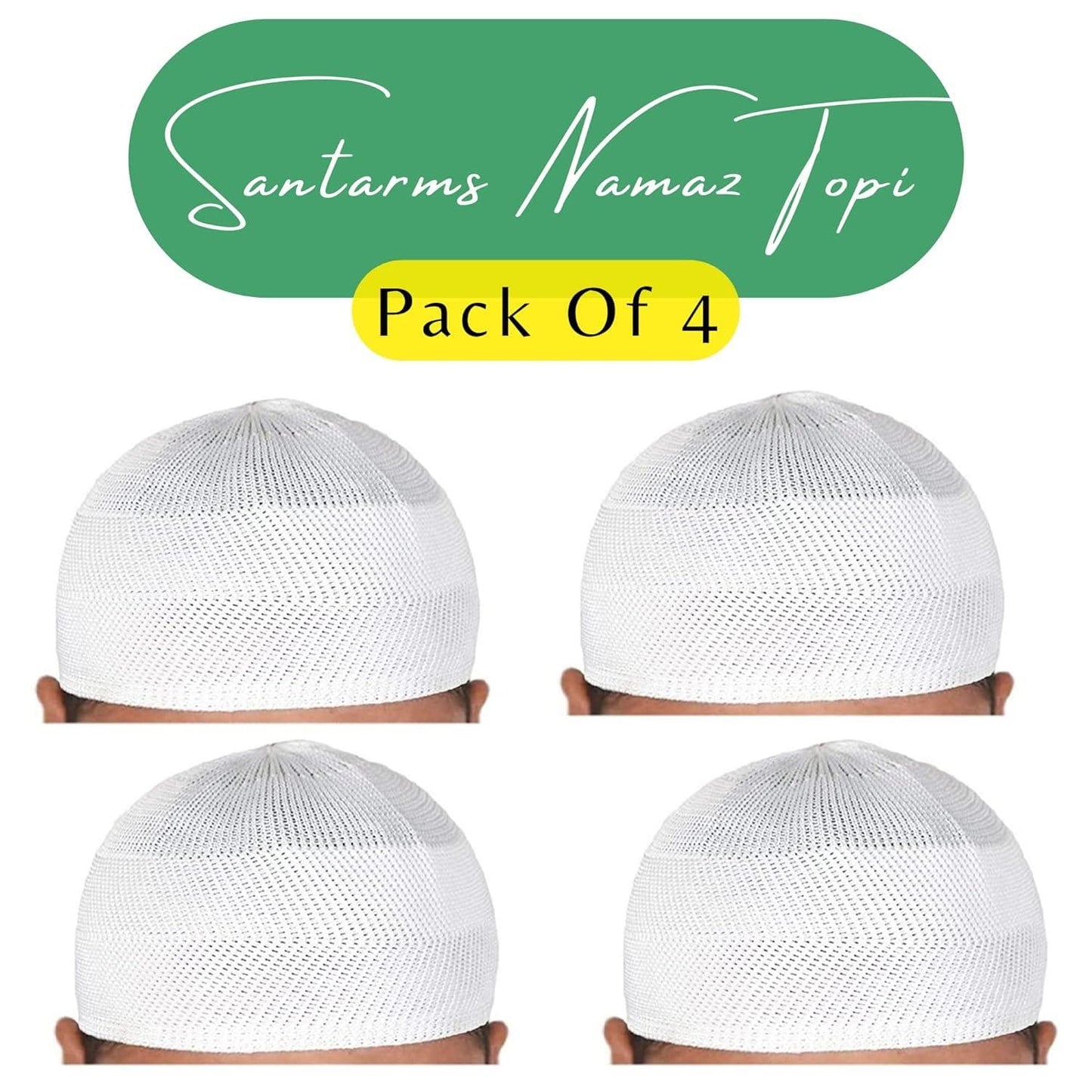 Santarms islamic prayer kufi muslim cap (pack of 4) - halfpeapp