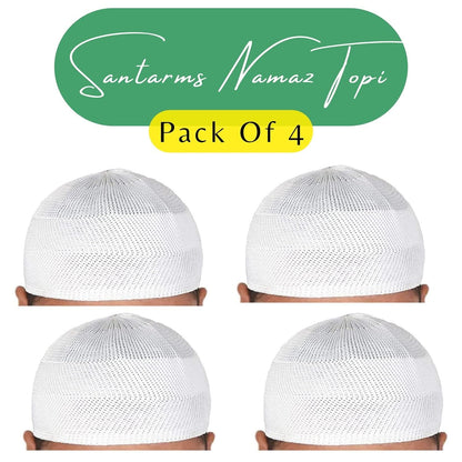 Santarms islamic prayer kufi muslim cap (pack of 4) - halfpeapp