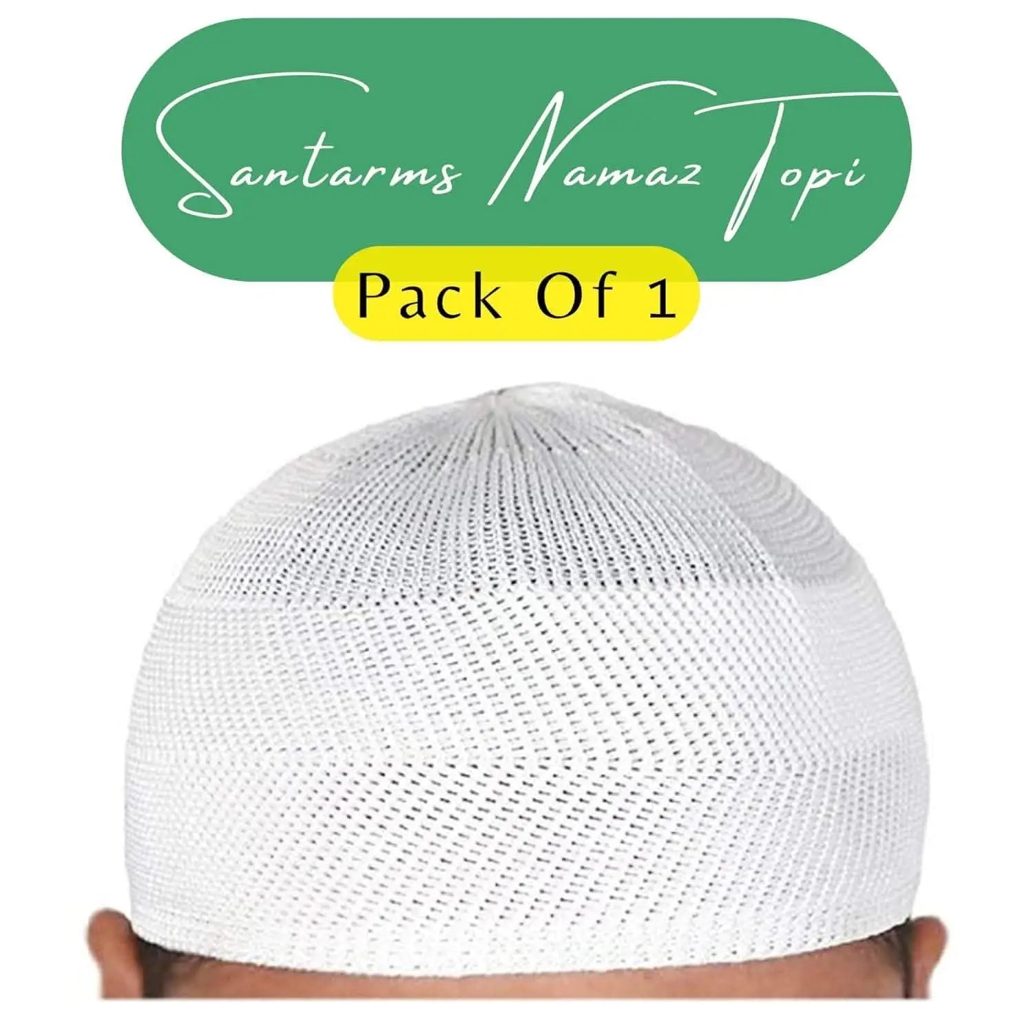 Santarms islamic prayer traditional kufi muslim cap (white) - halfpeapp