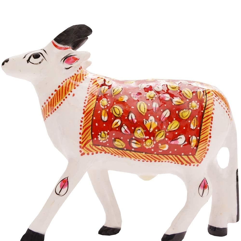 Santarms meenakari handmade cow statue (multicolour) - halfpeapp