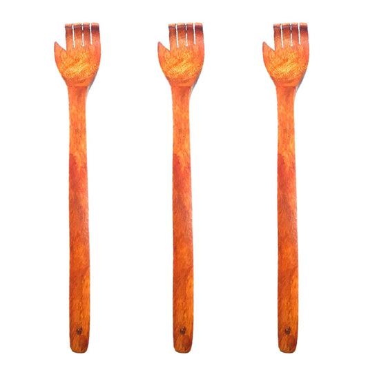 Santarms set of 3 - wooden back scratcher itching hand stick hand (wooden) - halfpeapp