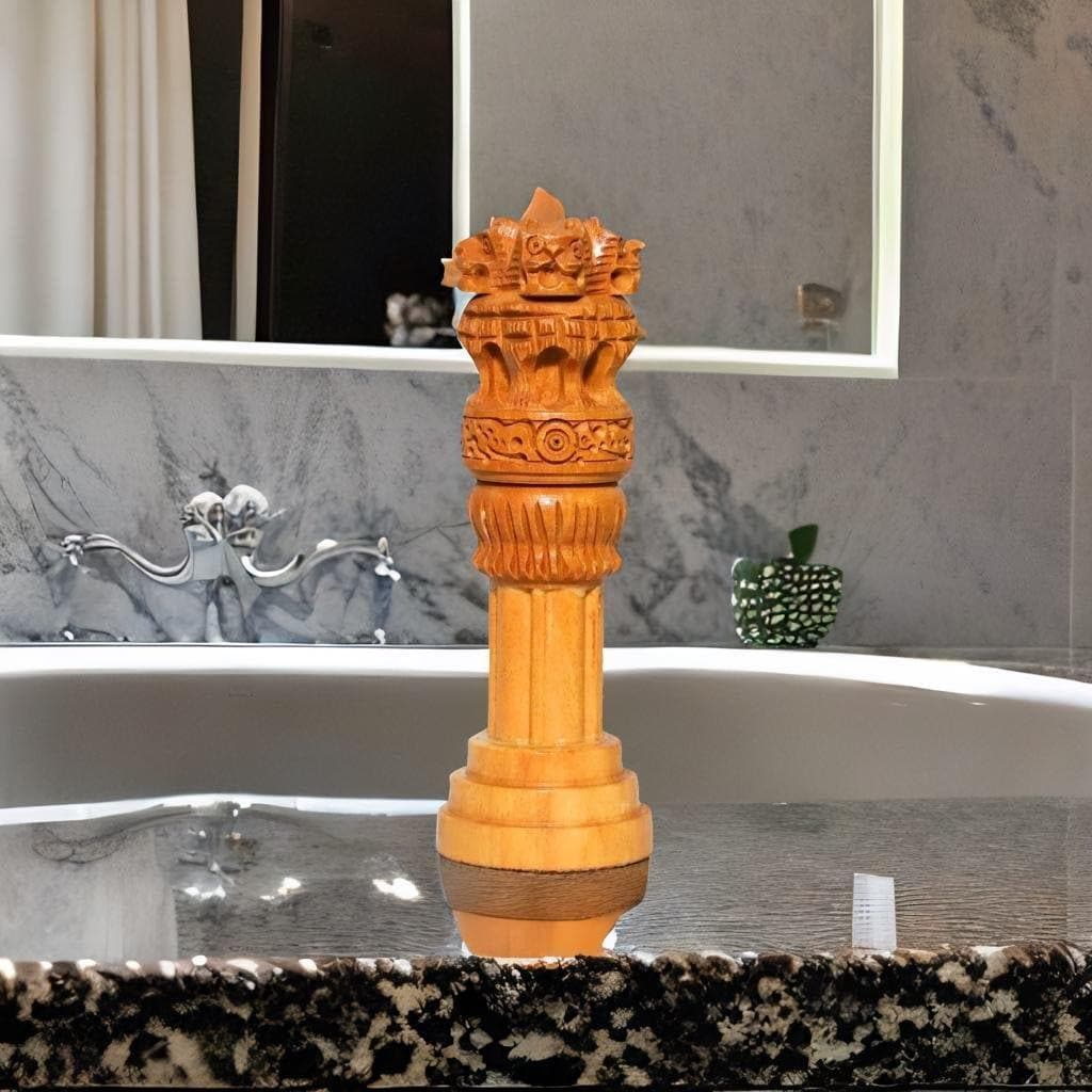 Santarms wood ashoka pillar ( natural wood) - halfpeapp