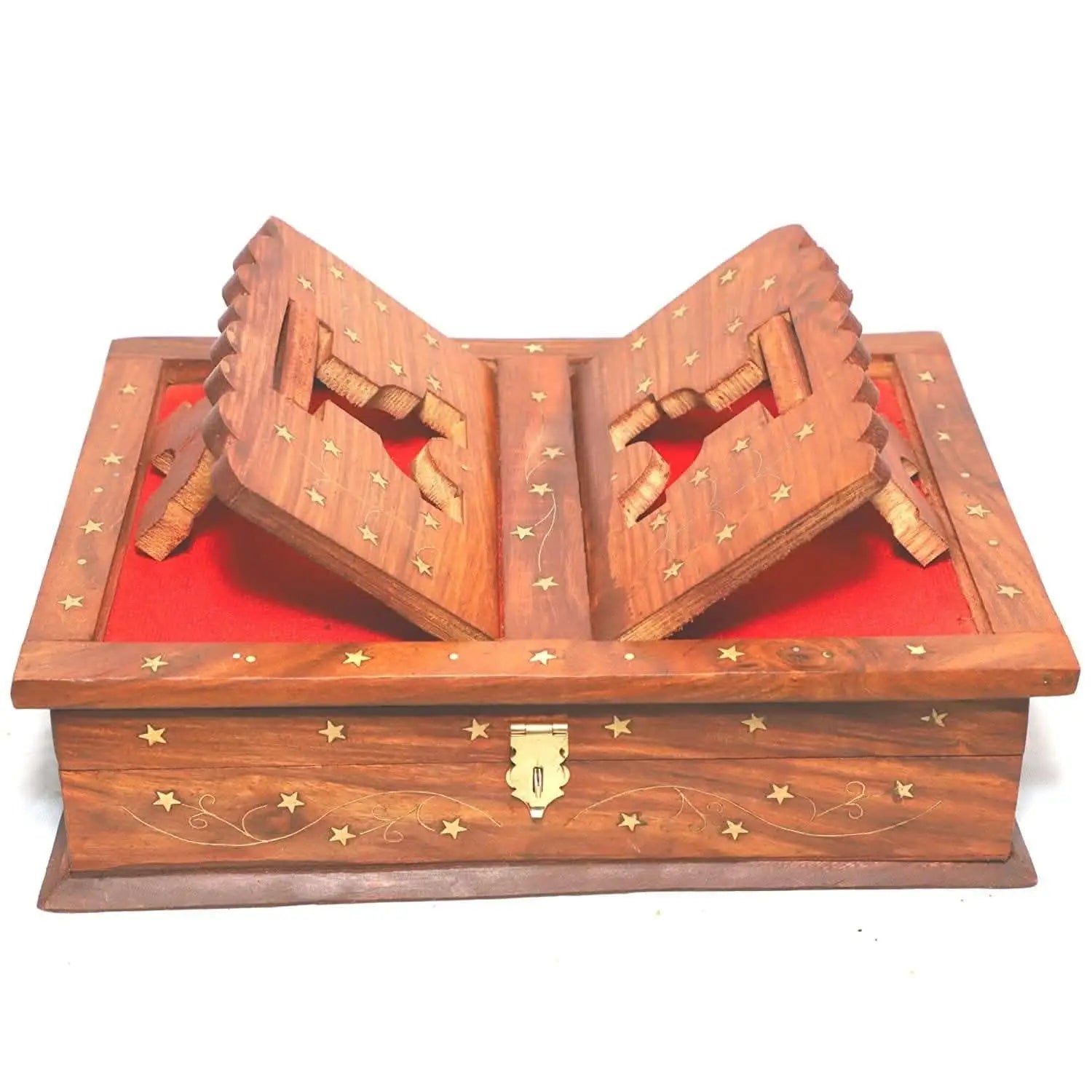 Santarms wooden geeta stand bhagwat geeta book gita (natural wooden) - halfpeapp