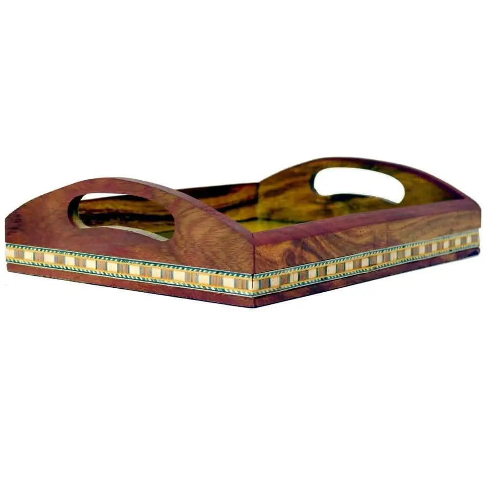 santarms Wooden mota Stone Wood Tray(21 cm) - halfpeapp