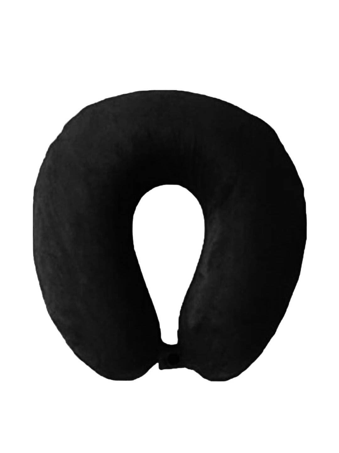 Lushomes neck pillow, Black Travel Pillow, neck pillow for travel, For Flights, for Train, for neck pain sleeping, with Polyester filling (12 x 12 inches, Singe pc) - HalfPe