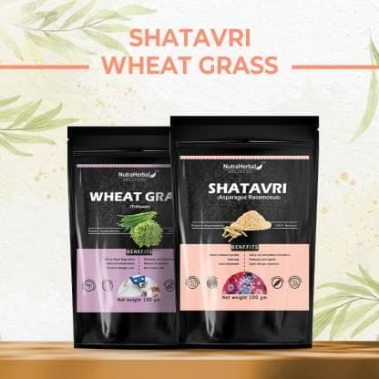 Shatavari and wheat grass Powder (pack of 2)| NUTRAHERBAL - halfpeapp