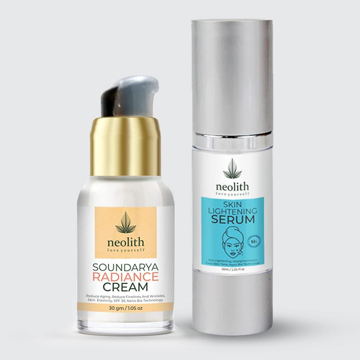 Skin brightening combo pack of saundarya radiance cream (30 gm), skin lightening serum (30 ml) | NEOLITH - halfpeapp