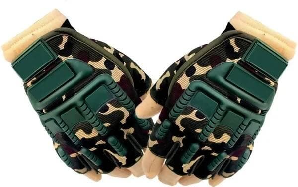 Gloves Military Rubber Hard Knuckle Gloves Fingerless Cycling Gloves (Green)  - HalfPe