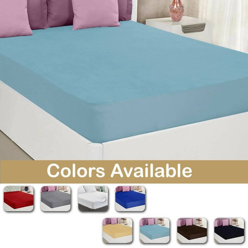 Mattress Protector Blue Waterproof Cover for Single Bed (78 x 48 inch) - HalfPe