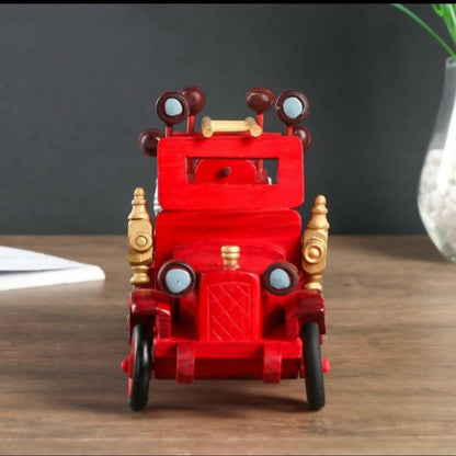 GM Wooden Fire Truck Showpiece For Home & Office Décor Decorative Showpiece - HalfPe