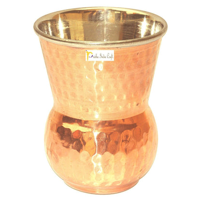 Steel copper muglai matka glass tumbler hammered design (Set of 2x270ml) | PRISHA INDIA CRAFT - halfpeapp