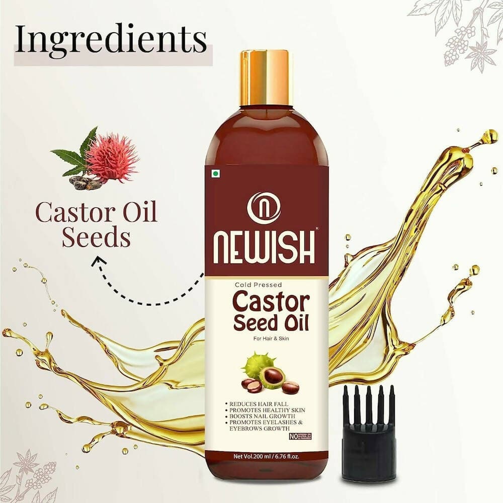 Newish Premium Castor Oil for Hair Growth, Skin and Eyebrow (200 ML) - HalfPe