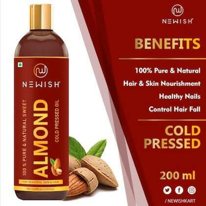 Newish Badam Rogan oil | Sweet Almond oil for Hair, body and Skin, Unrefined - 200ML ( Pack of 2) - HalfPe