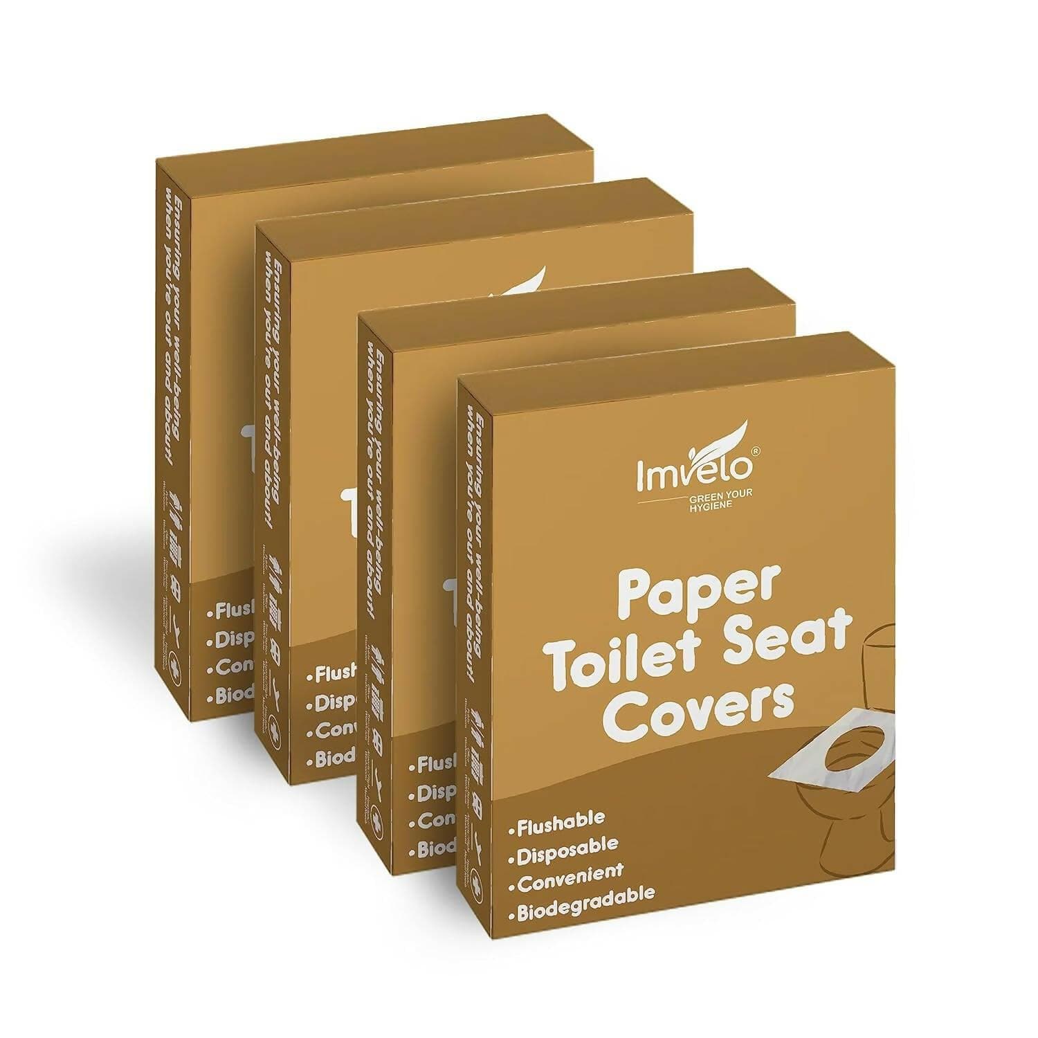 Imvelo Biodegradable Toilet Seat Covers | No Direct Contact with Unhygienic Seats |Easy to Dispose| Protect Against Germs|(20 Piece Each,Pack of 4) - HalfPe