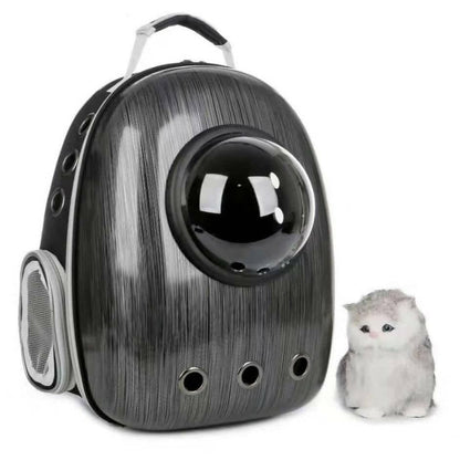 PetGains PGGB Space Pet Backpack Travel Carrier Bag with Multiple Air Vents (Silver Matt Striped Print) - HalfPe