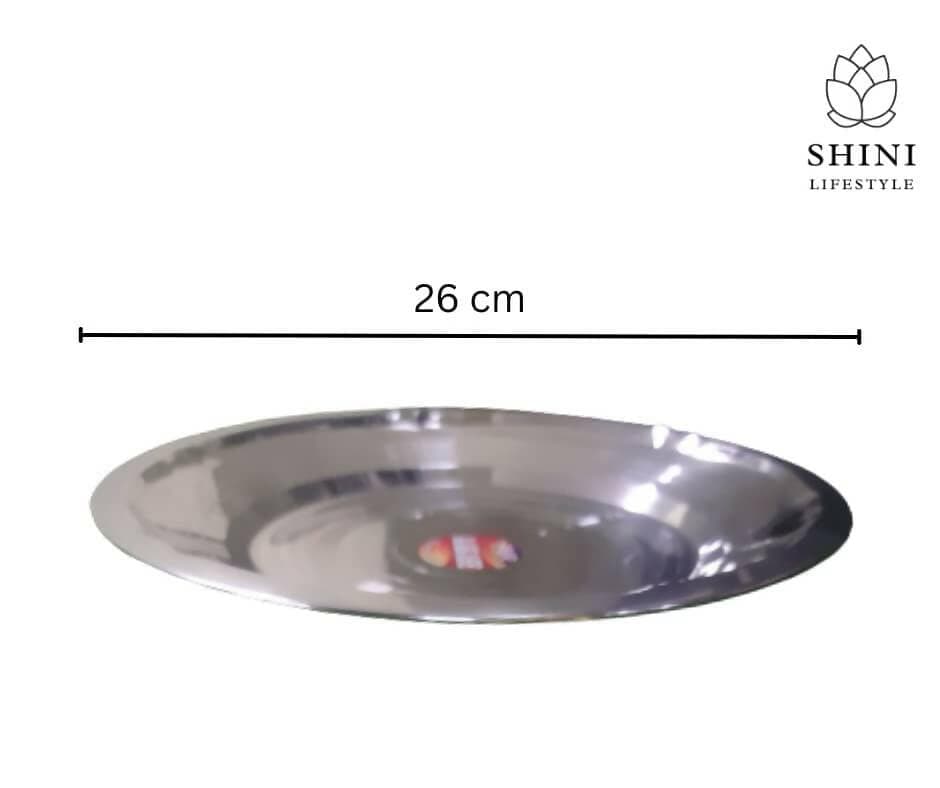 SHINI LIFESTYLE Stainless Steel Plate, 26 cm (Pack of 2) - HalfPe