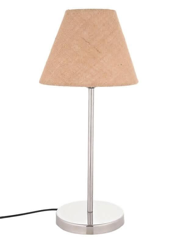 Metal Table Lamp With Brown Jute Shade - HalfPe