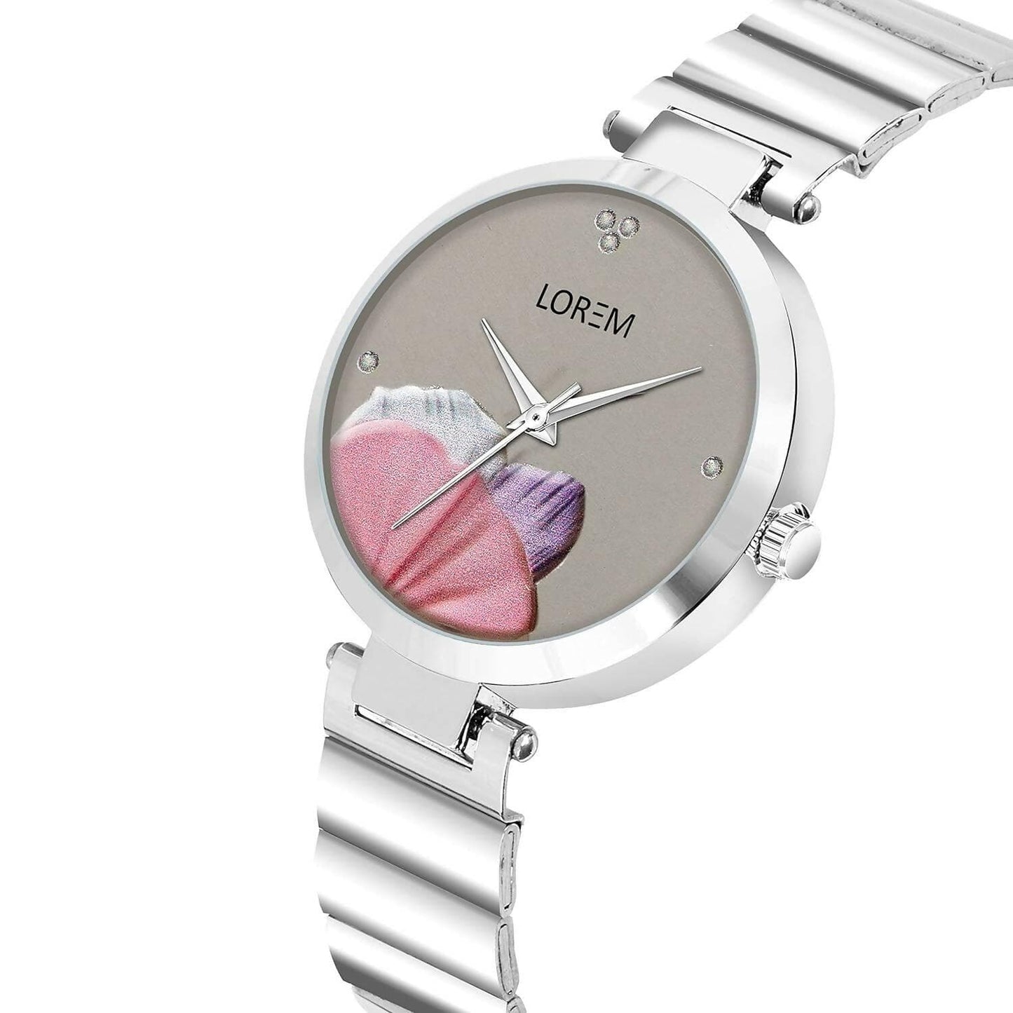 LOREM Grey Flower Designer Analog Watch For Women - HalfPe