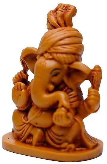 KariGhar® Feta Ganesh Idol Perfect Idol for Car Dashboard/ Home/ Living Room/ Puja Room/ Gifting (Brown, 2X2.75X4 inches) - HalfPe