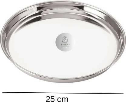 SHINI LIFESTYLE Stainless Steel Traditional dinner plates Set (Pack of 10) - HalfPe