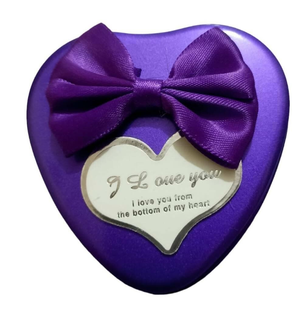 Valentine's Day Box with Small Teddy and Rose Made of Cloth (Purple Color) - Size 7 CM - HalfPe