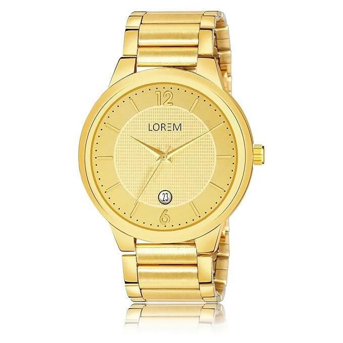 Gold Date Function Casual Analog Watch For Men LR137 - HalfPe