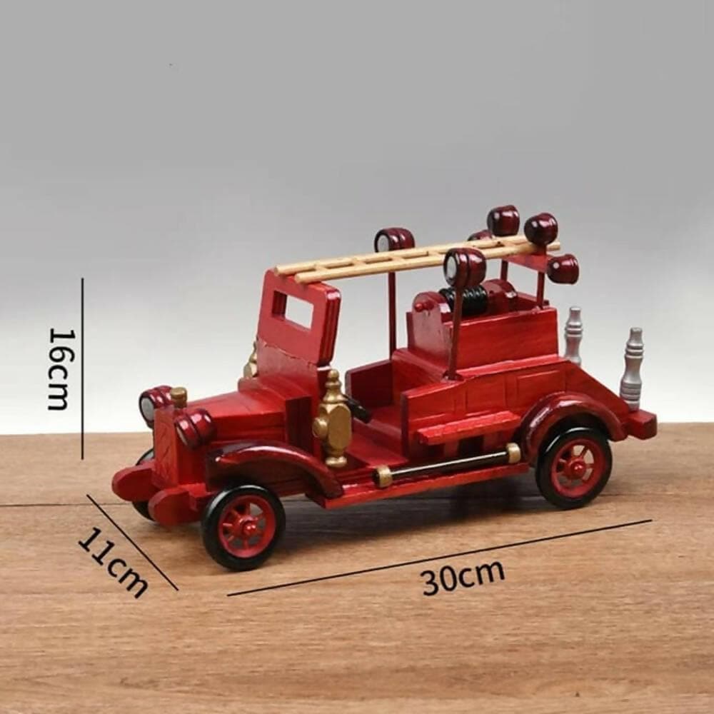 GM Wooden Fire Truck Showpiece For Home & Office Décor Decorative Showpiece - HalfPe