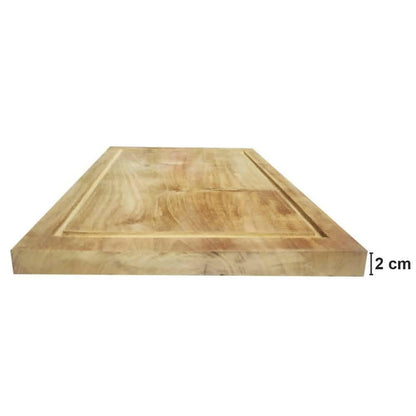 Mats Avenue Hand Crafted Single Wood Teak Wood Chopping Board for Cutting Fruits/Vegetables/Meat/Fish/Cheese Chemical (Large 34x25CM) - HalfPe