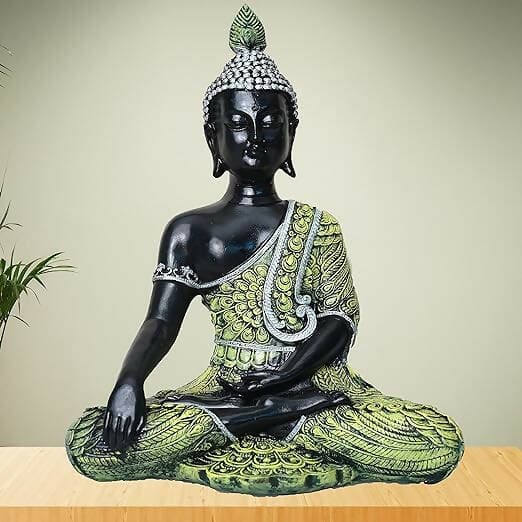 KariGhar Antique Meditating Buddha Statue Idol Perfect for Home | Prayer Room | Living Room | Decoration & Gifting (A0109) - HalfPe