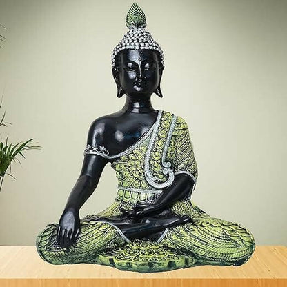 KariGhar Antique Meditating Buddha Statue Idol Perfect for Home | Prayer Room | Living Room | Decoration & Gifting (A0109) - HalfPe