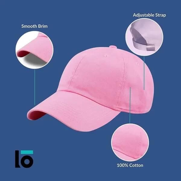 Head Caps For Men Unisex Mens Caps Branded With Adjustable Strap (Pink) - HalfPe