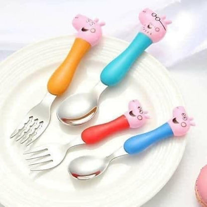 Pink Pig Peppa Pig Spoon Fork Set – Adorable Kids’ Utensils - HalfPe