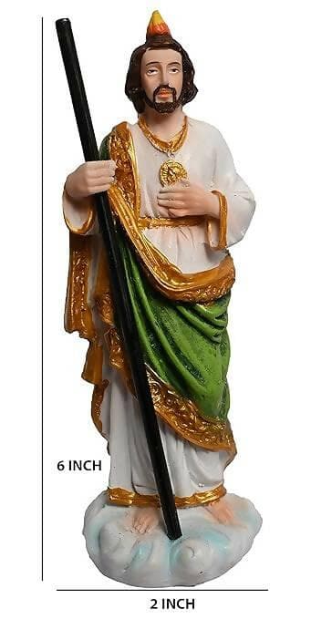 KariGhar Resin St Jude the Apostle, St Jude, Jude of James, Judas Thaddaeus or Lebbaeus, Catholic Idol, Religion Figures, Multicolor, 5 x 6 x 15 Cm - HalfPe