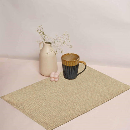 Lushomes Jute Table Mat, Beige Dining Table Mat, table mats set of 4, Also Used as kitchen mat, fridge mat, cupboard sheets for wardrobe, Jute Place mats (Pack of 4, 12x18 Inches, 30x45 Cms) - HalfPe