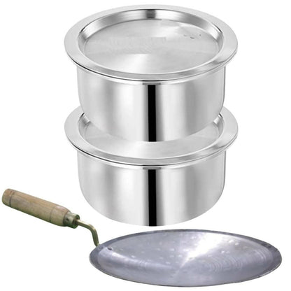 SHINI LIFETSYLE Aluminium Bhagona,Pot 21cm with Loha Tawa - HalfPe