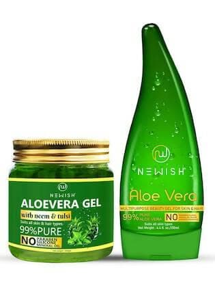 NEWISH Pure Natural Aloevera Gel And Neem With Tulsi Aloe Vera Gel Combo For Hair And Face Massage Gel (330 g) - HalfPe