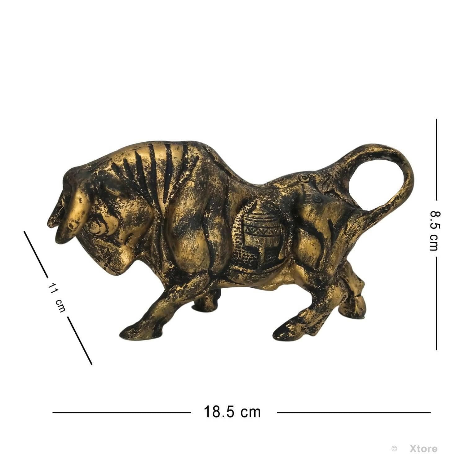 Brass Finish Bull Resin Statue for Home Decor (Pack of 1, Golden and Black) - HalfPe