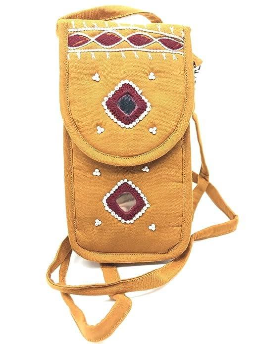 Traditional handmade side bag (mustard yellow) - halfpeapp