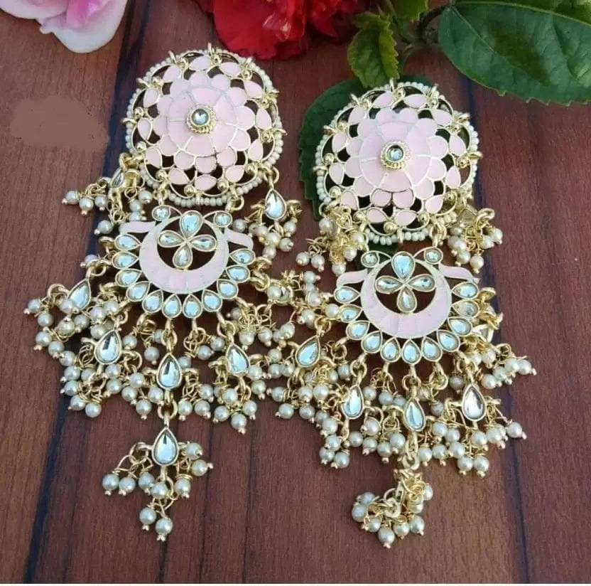 Traditional meenakari jhumkha earrings | MANATH - halfpeapp