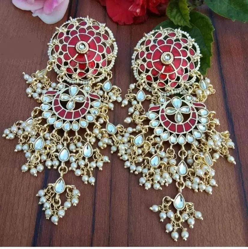 Traditional meenakari jhumkha earrings | MANATH - halfpeapp